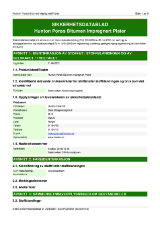 sikkerhetsdatablat_poros-betitumen-impregnert-plater