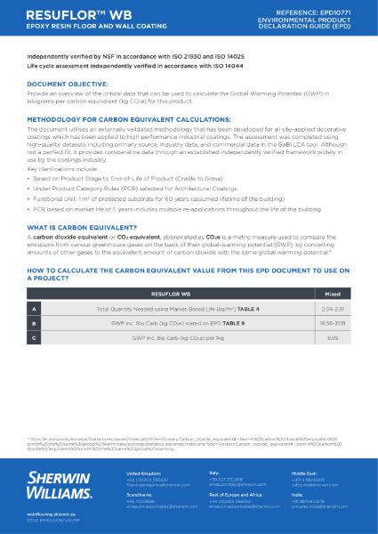 Resuflor WB EPD Certificate