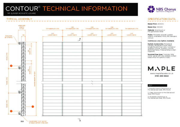 Maple Facades Contour® MF-2L100SP Acoustic Louvre Datasheet 2026