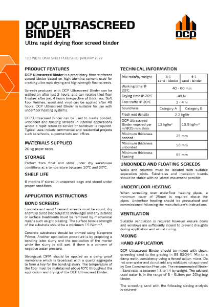 DCP Ultrascreed Binder TDS