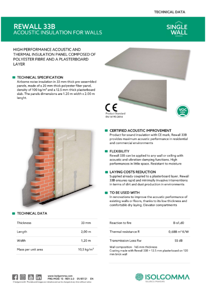 Isolgomma Rewall 33B Data Sheet