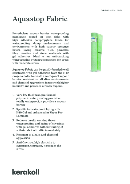 Aquastop Fabric - TDS