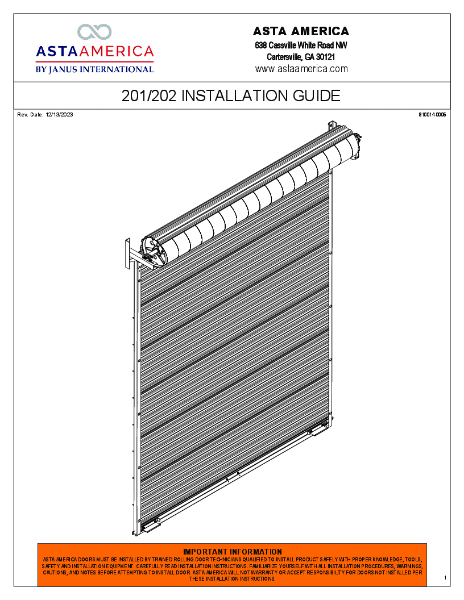 Model 201 Installation Instructions