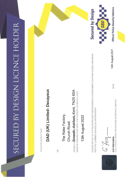 Secured by Design certificate