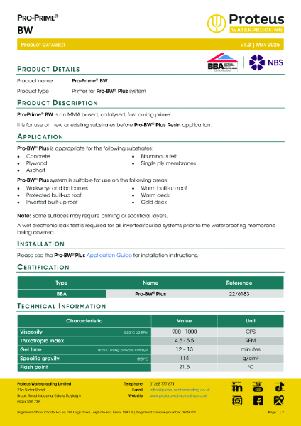 Product Data Sheet -Pro-Prime® BW