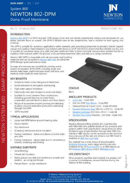 Newton DampSafe 802-DPM Data Sheet