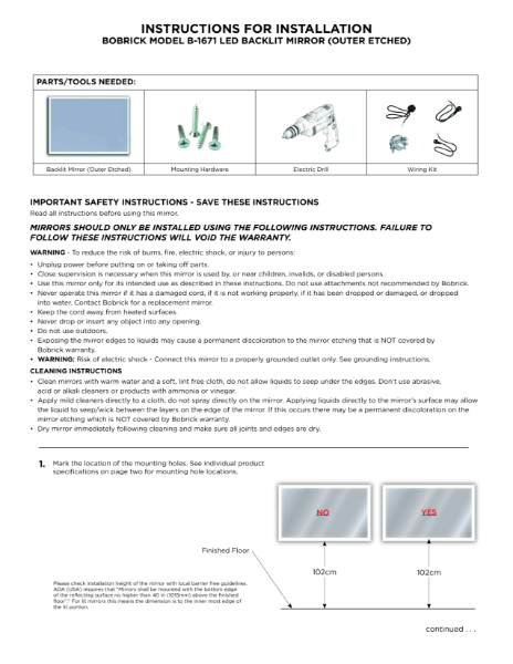 Installation Instructions B-1671