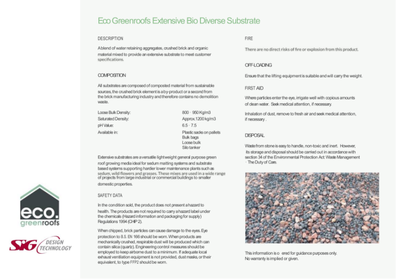 Eco Green Roofs Extensive Bio Diverse Substrate Datasheet