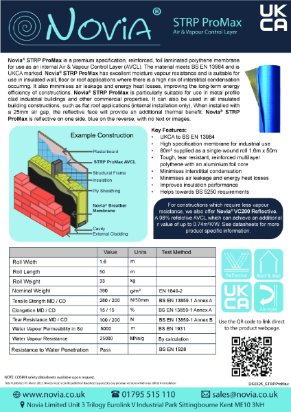 Novia STRP ProMax Air & Vapour Control Layer