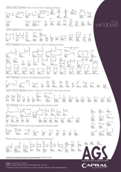 Extrusion Wall Chart AGS Windows Capral 2102