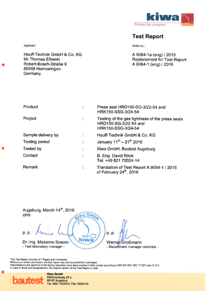 Segmented Press Seal Test Report