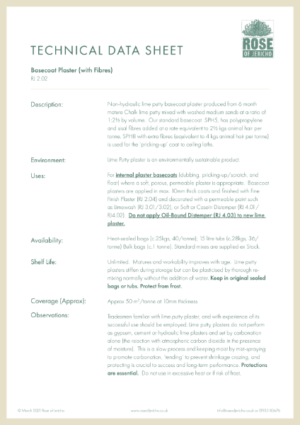 Basecoat Plaster with Fibres - Data Sheet