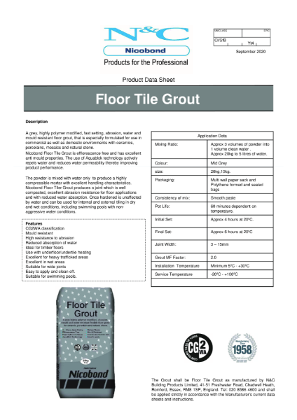 Nicobond Floor Tile Grout