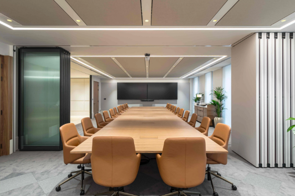 Dorma Variflex Semi Automatic Acoustic moveable wall - London financial services corporate offices