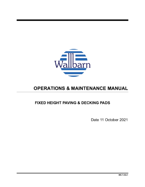 Paving Pads Operations and Maintenance Manual