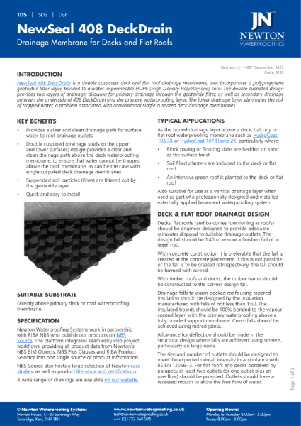 NewSeal 408 DeckDrain TDS