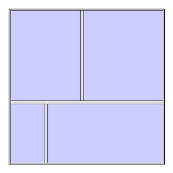 Unitized curtain walling system with 4 panels (2x2 arrangement 2)