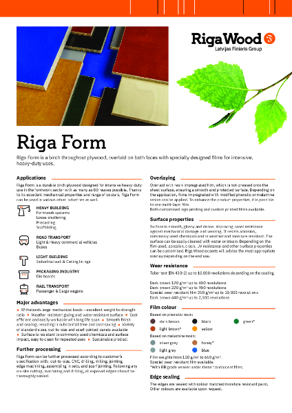 Riga Form - Datasheet - Riga Wood