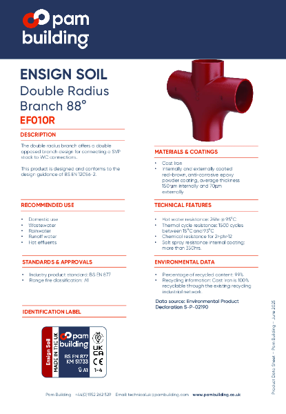 EF010R - Double Radius Branch 88°
