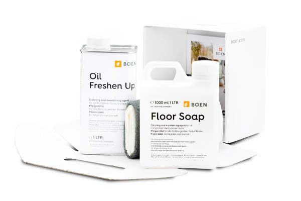 Tilbehør til parkettgulv - BOEN vedlikeholdskit til oljede gulv Innhold: 1 l Floor Soap + 1 l Oil Freshen Up