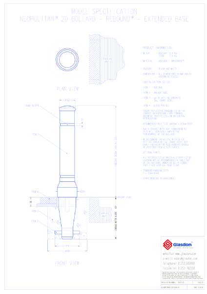 Neopolitan™ Guardsman 20 Bollard - Rebound Model - Extended Base