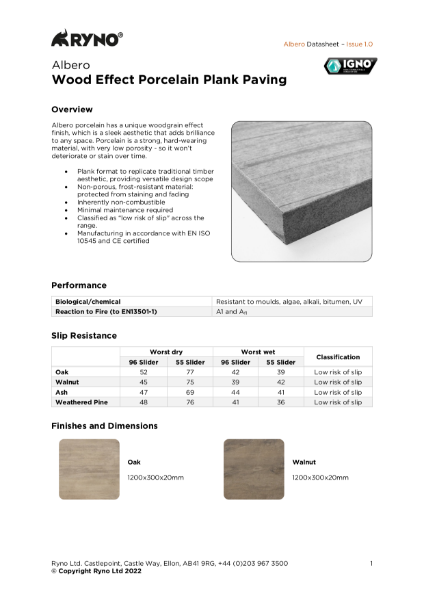 Albero Porcelain Paving - Datasheet