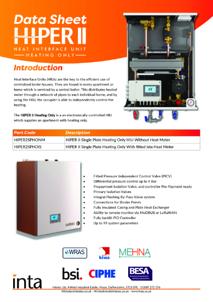 HIPER II Heat Interface Unit - Heating Only