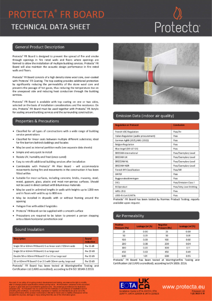 Protecta FR Board - Fire Retardant Batt for Firestopping