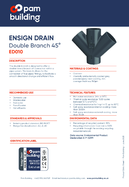 ED010 - 45° DOUBLE BRANCH