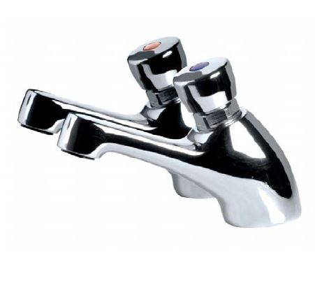 Kirkby Non-Concussive Washbasin Taps (Pair) - Non-Concussive Self-Closing Taps