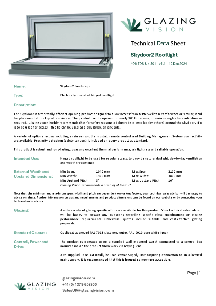 Skydoor Technical Data Sheet