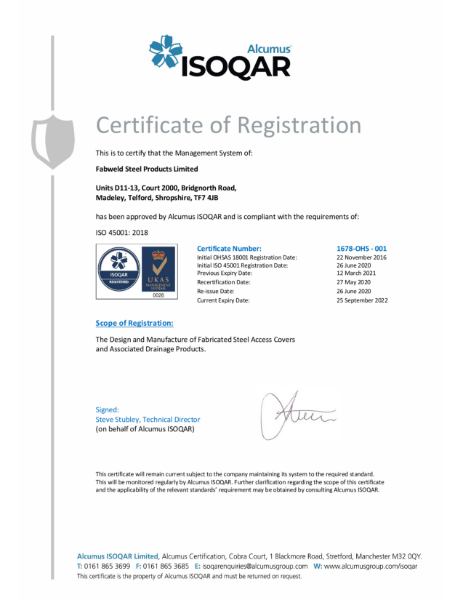 ISO 45001:2018 Certificate