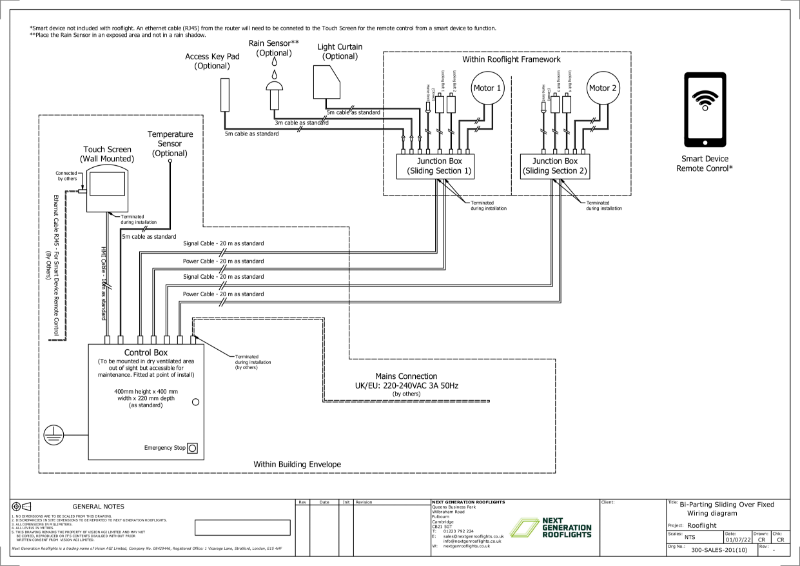 Bi-Parting Sliding over Roof Rooflight Wiring Diagram