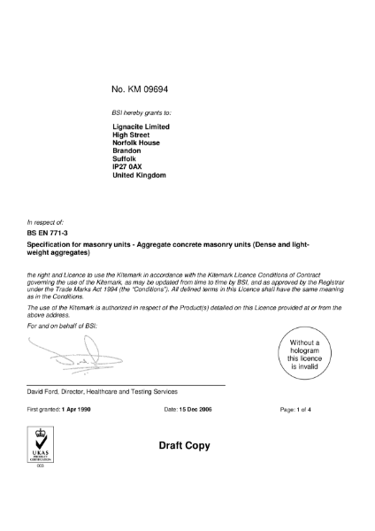 British Standards Institution (BSI) - certficate