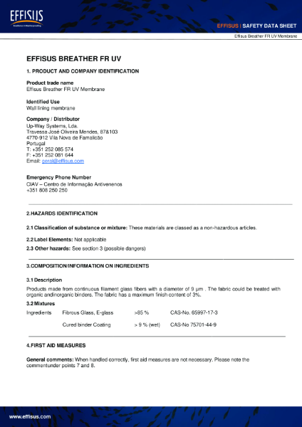 Effisus Breather FR UV Safety Data Sheet