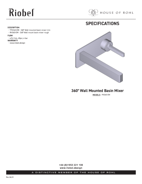 Paradox 360 Wall Mounted Single Lever Basin Mixer - PDS