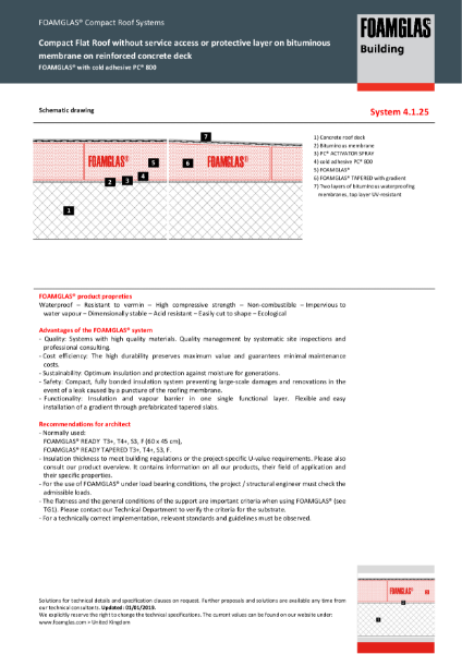 TDS_4.1.25_Roof -  Concrete Deck - FOAMGLAS Insulation (Cold Applied) with Membranes above and below the Insulation (Flat or Tapered)