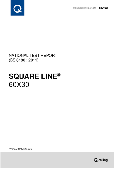 BS 6180 Test report Q-railing Square Line 60x30 posted railing system