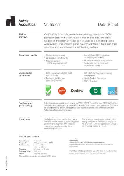 Vertiface Datasheet