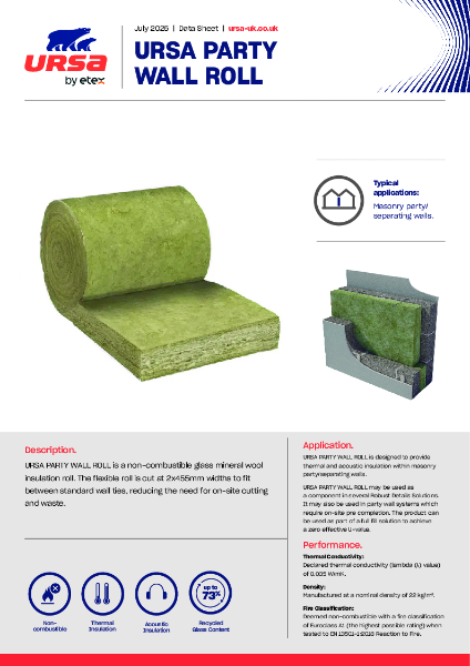 URSA PARTY WALL ROLL - Datasheet