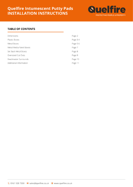 Installation Instructions - Quelfire Intumescent Acoustic Putty Pad