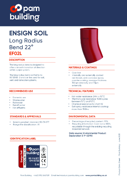 EF02L - Long Radius Bend x 22°