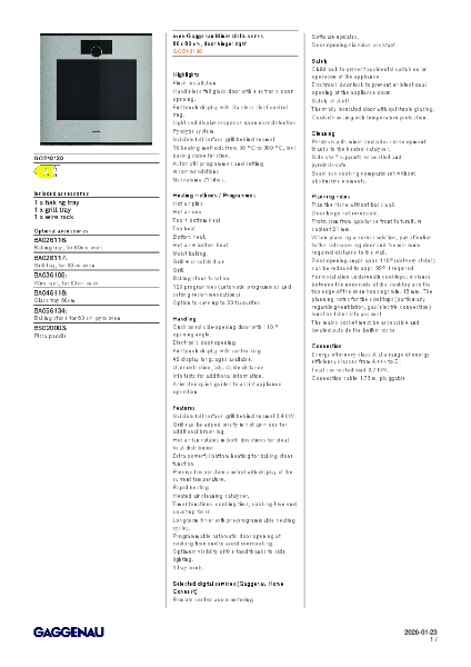 GO240130 Product Specification Sheet