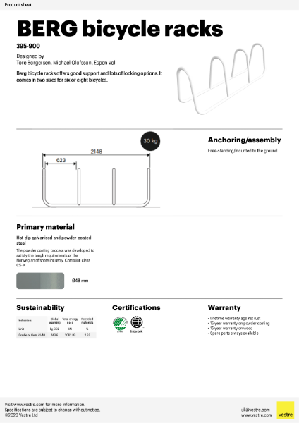 Product-sheet-395-900 Berg Bicycle Rack