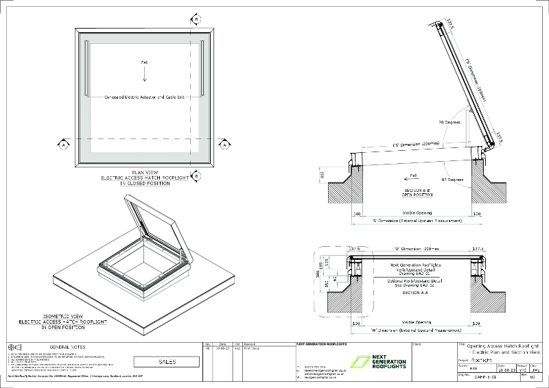 Opening Access Hatch Rooflight - Electric