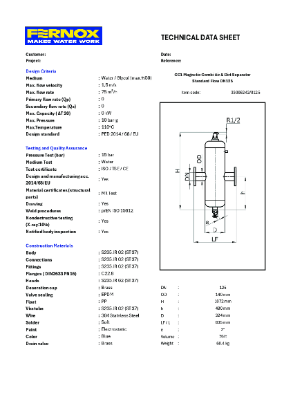 33006242 Magn Combi STD DN125 Datasheet
