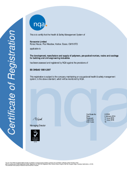 OHSAS 18001:2007 Certificate