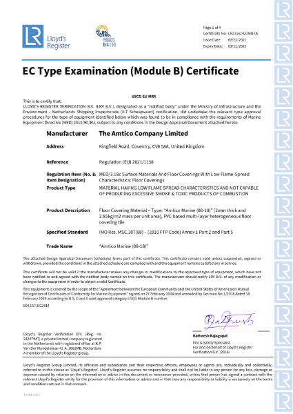 Marine EC Type Examination (Module B) Certificate