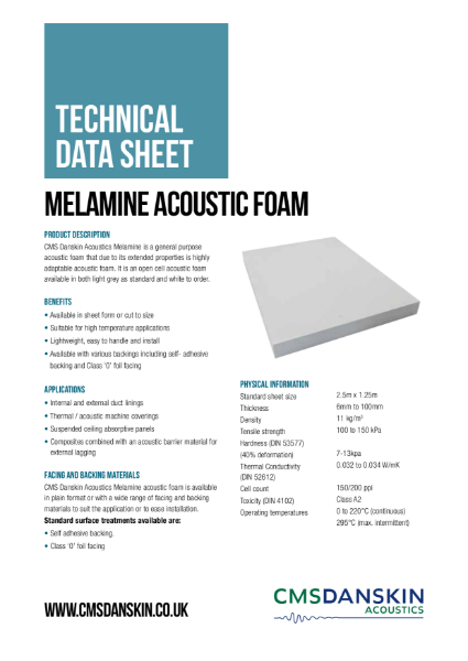 CMS Danskin Acoustics Melamine Acoustic Foam TDs