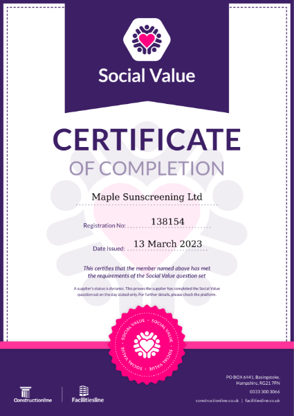 Constructionline - Social Value certificate